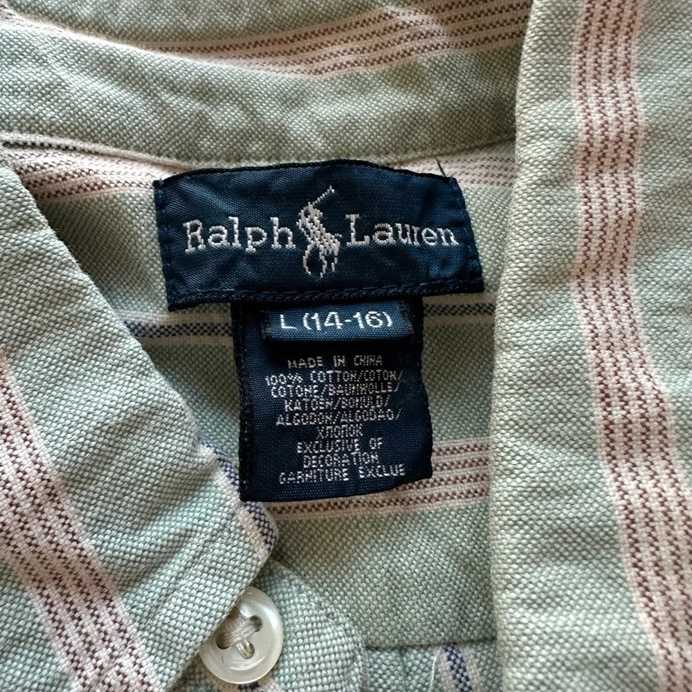 Ralph Lauren Green Stripe Button-Down Shirt
